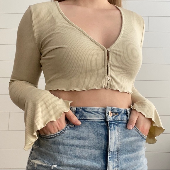 FP Button Up Bell Sleeve Top - Picture 1 of 5